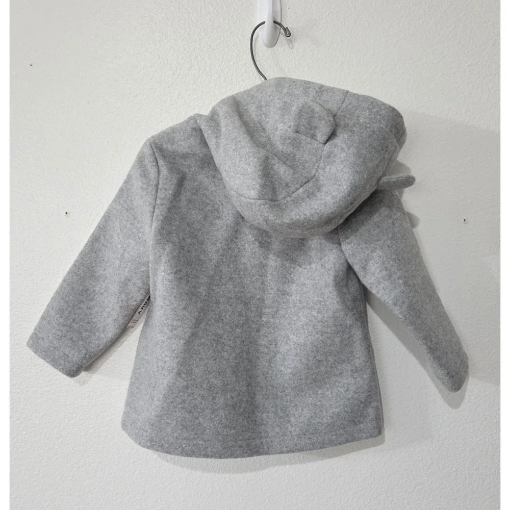 Old Navy Baby Girl‎ Coat 18-24 Month Grey Hooded Lined Wool Jacket NWT